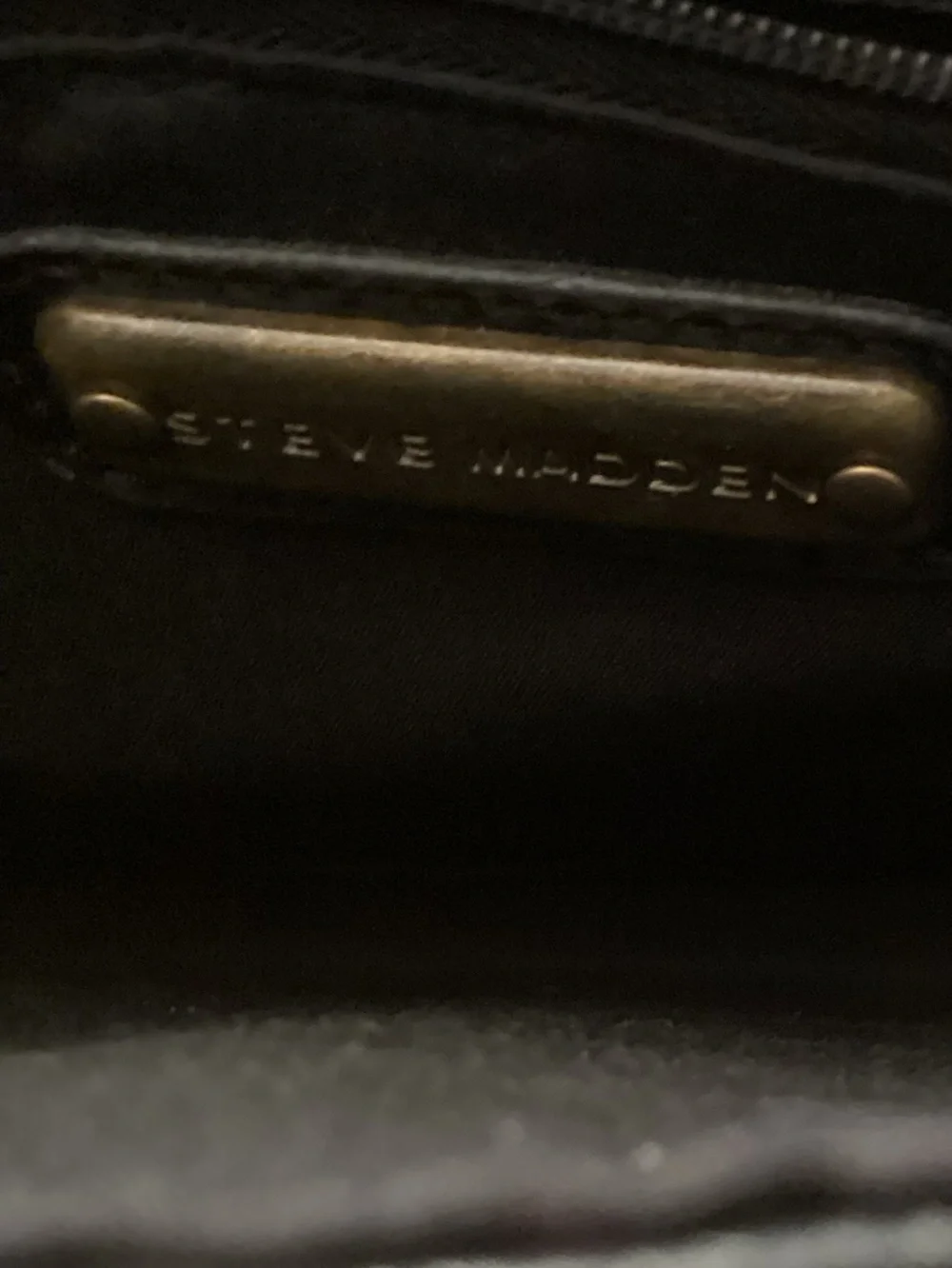 Steve Madden Black Leather Messenger Bag with Brass Lock